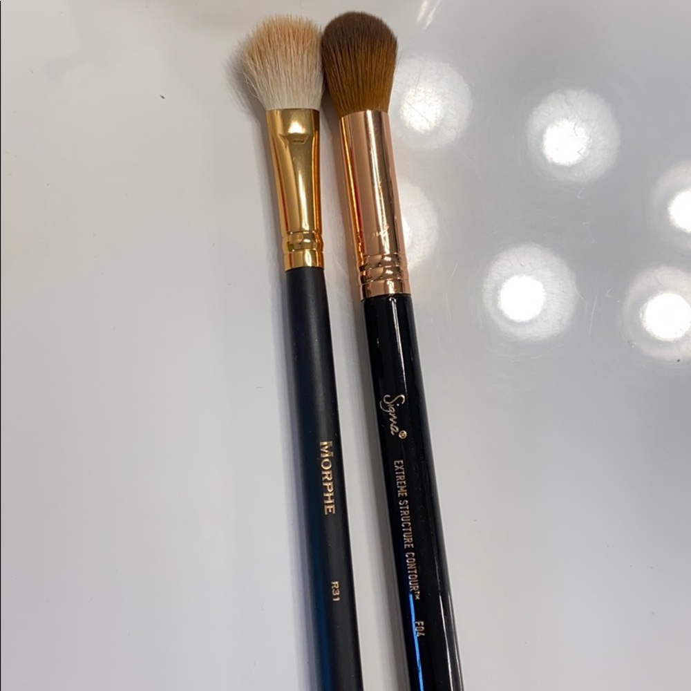 Sigma and morphe rose gold brushes
